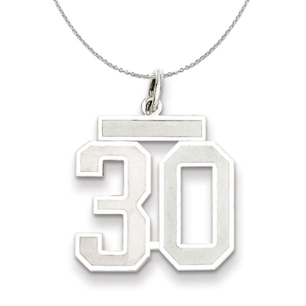 Sterling Silver, Jersey Collection, Medium Number 30 Necklace - 24 In